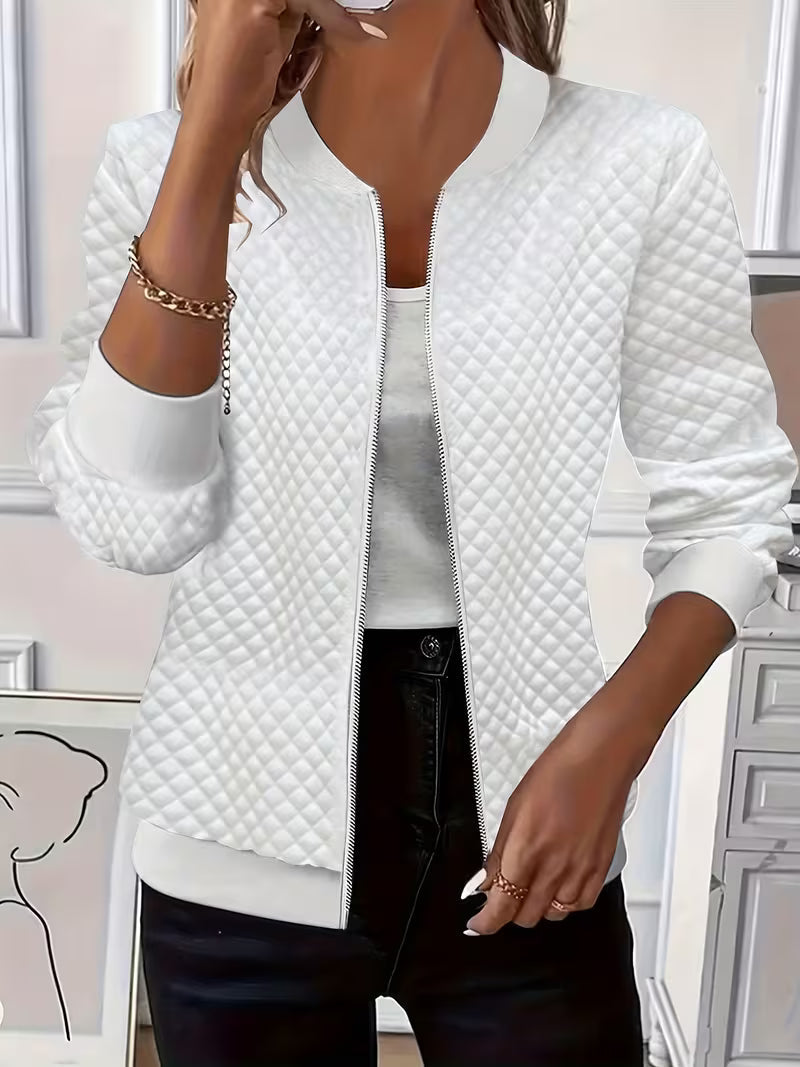 Chaqueta Acolchada de Textura Refinada en Blanco