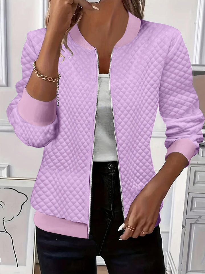 Chaqueta Acolchada de Textura Refinada en Morado