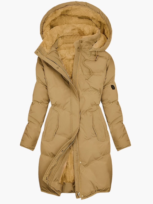 Chaqueta Acolchada Mujer Larga para Otoño en Caqui