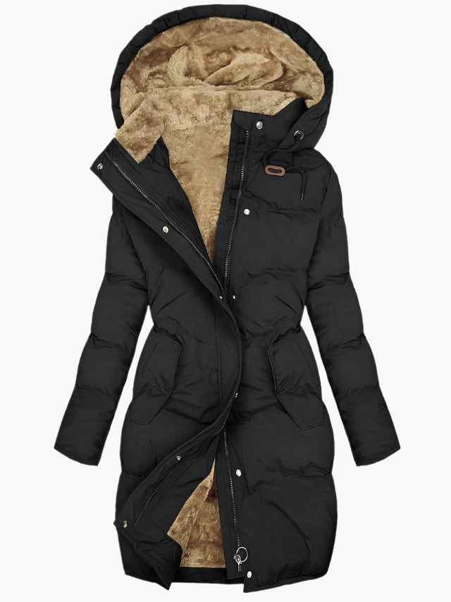 Chaqueta Acolchada Mujer Larga para Otoño en Negro