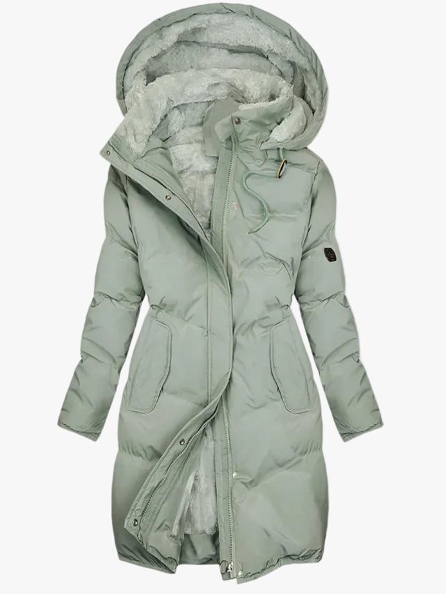 Chaqueta Acolchada Mujer Larga para Otoño en Verde
