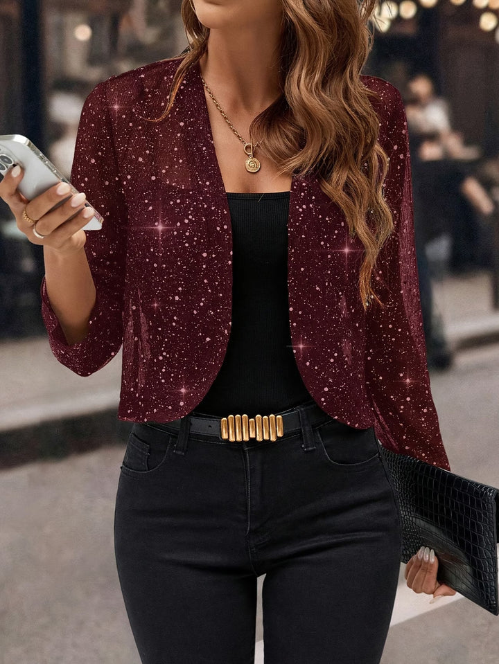 Chaqueta Cardigan Brillante de Lentejuelas en Burdeos