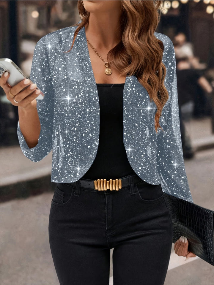 Chaqueta Cardigan Brillante de Lentejuelas en Gris