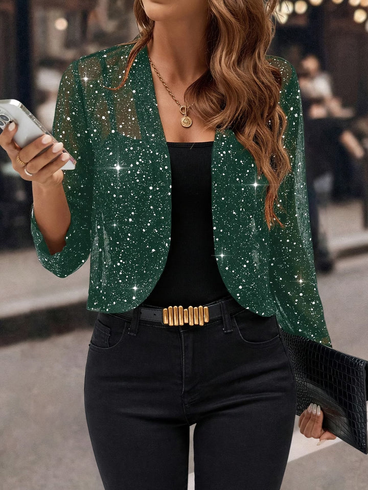 Chaqueta Cardigan Brillante de Lentejuelas en Verde