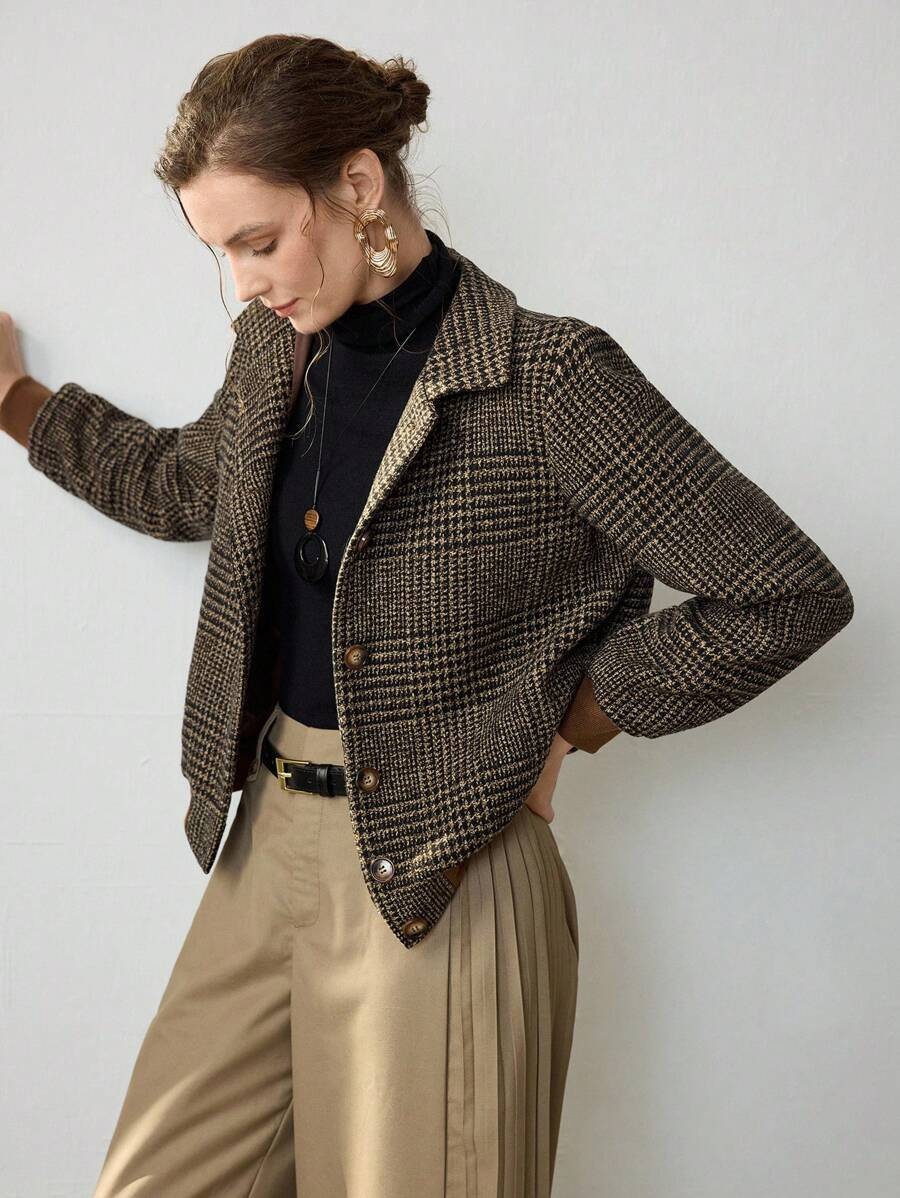 Chaqueta Corta Estructurada de Tweed Mujer (2)