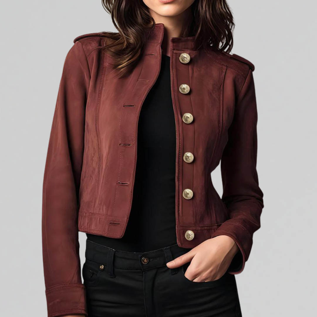 Chaqueta Corta para Mujer Elegante Estructurada en Rojo