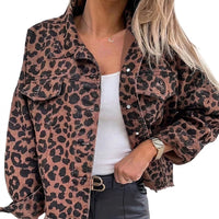 Valeria | Kurze Damen-Jeansjacke Oversize Leopard
