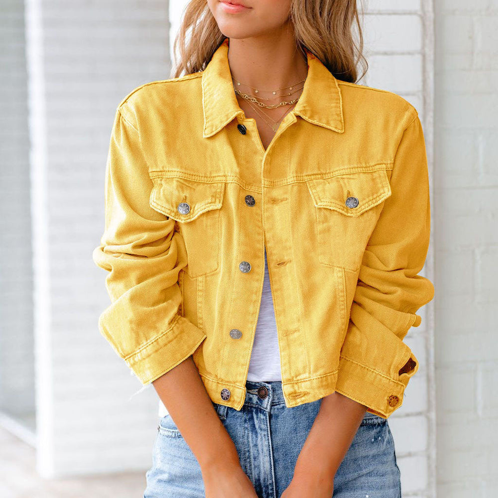 Chaqueta Corta Vaquera para Mujer en Amarillo
