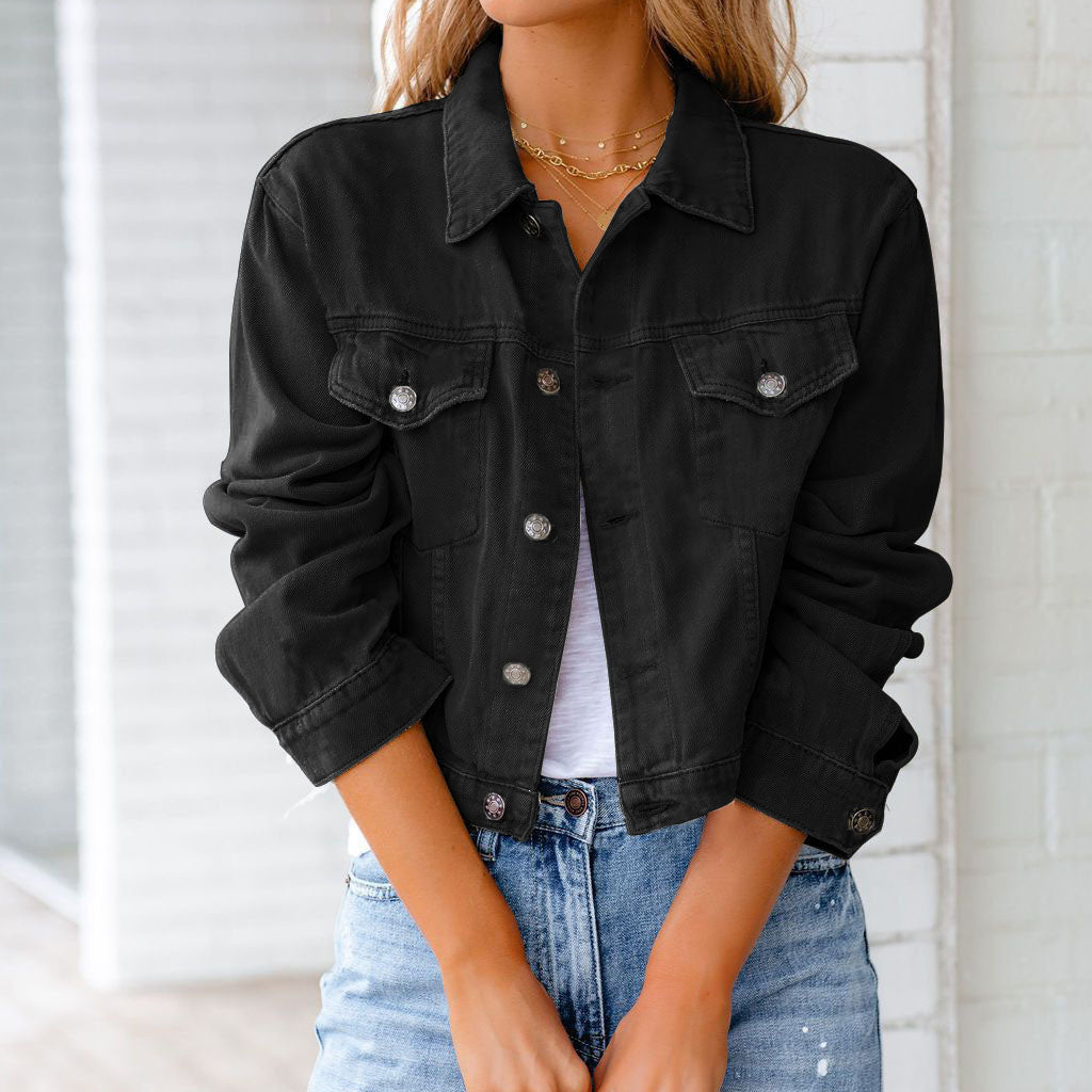 Chaqueta Corta Vaquera para Mujer en Negro