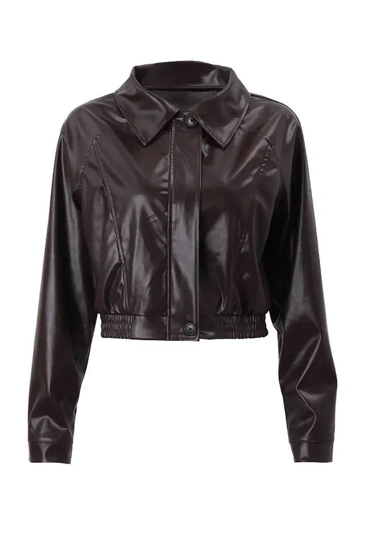 Chaqueta de cuero cropped para mujer (5)