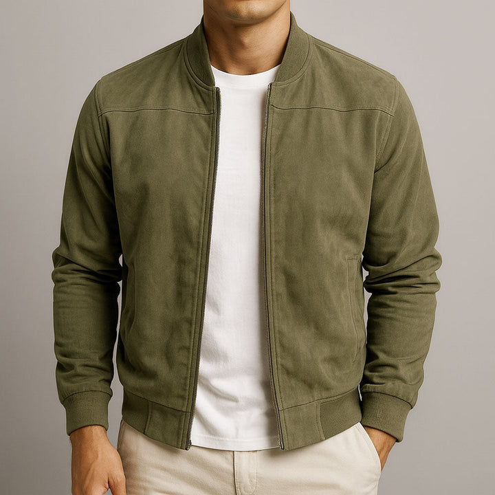 Chaqueta de Gamuza Estructurada para Hombre Otoño en Army Green