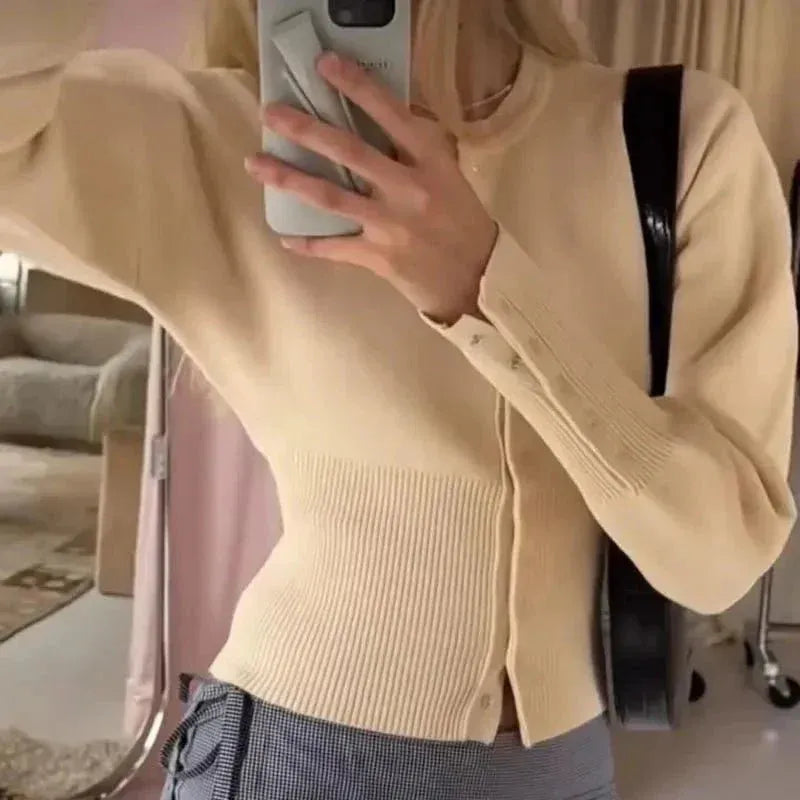 Chaqueta de Punto Acanalada Corta para Mujer (5)