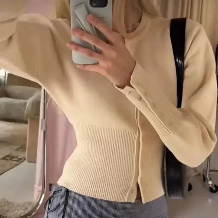 Chaqueta de Punto Acanalada Corta para Mujer (5)