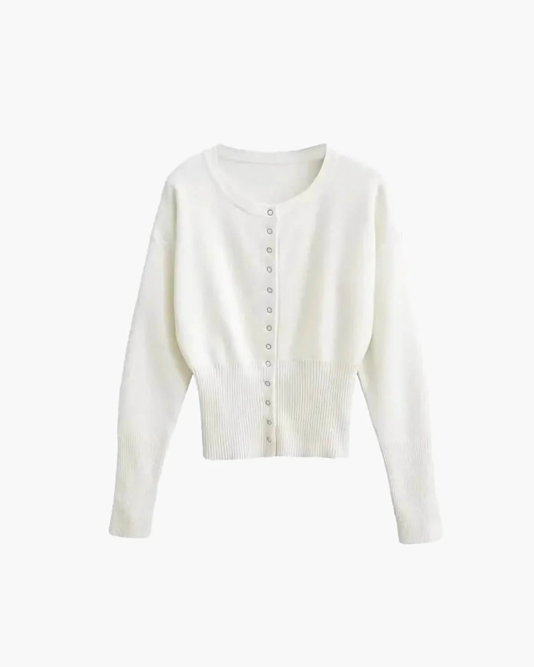 Chaqueta de Punto Acanalada Corta para Mujer en Blanco