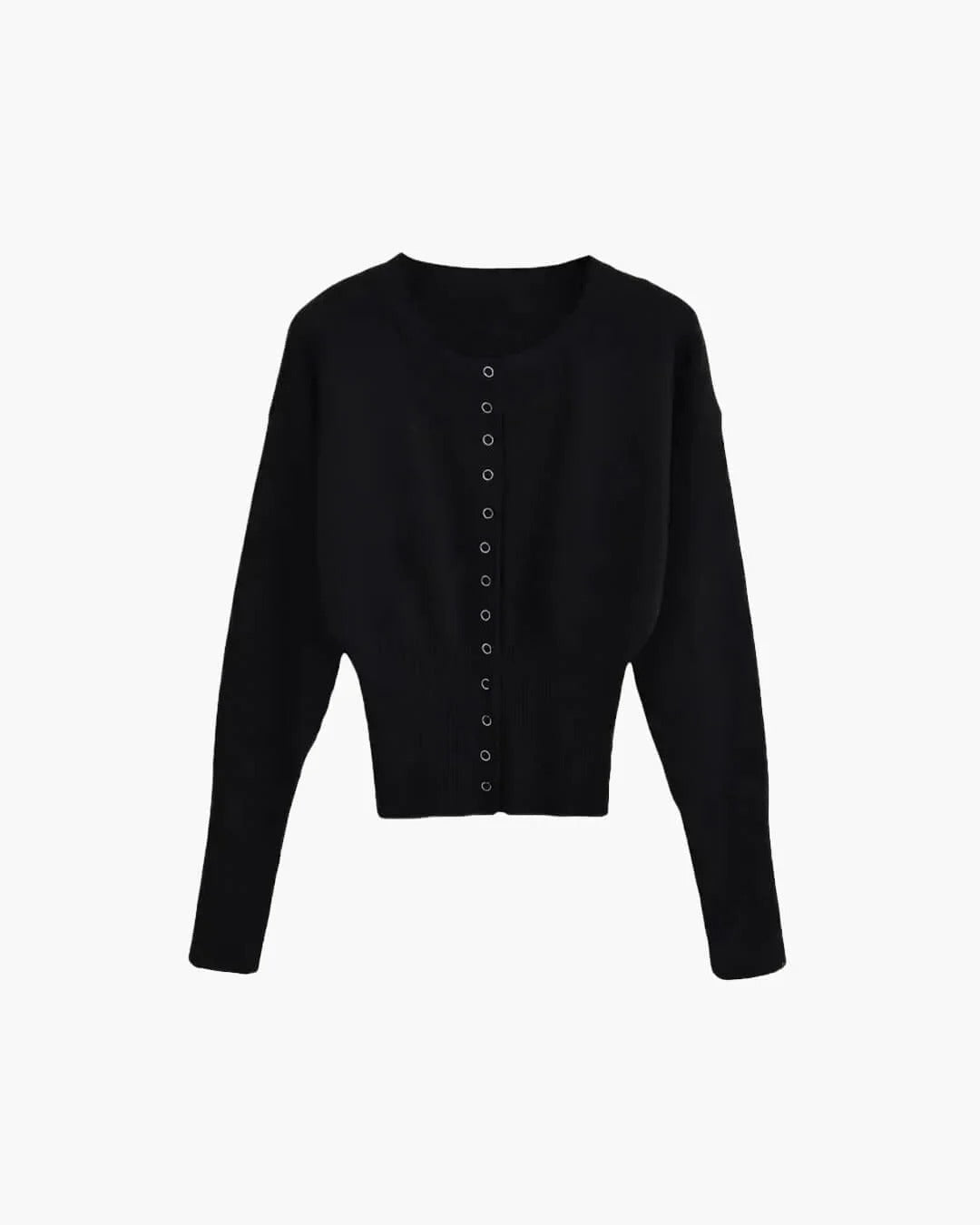 Chaqueta de Punto Acanalada Corta para Mujer en Negro