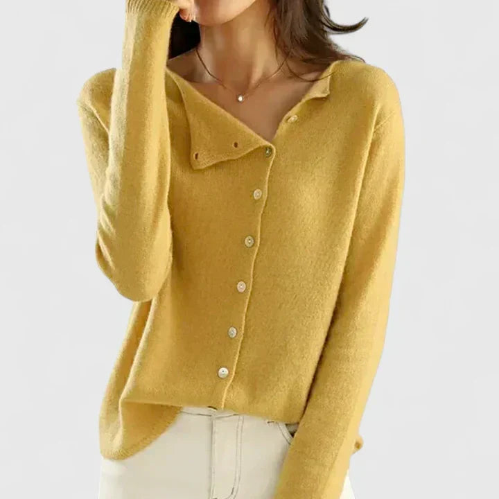 Chaqueta de Punto Mujer Favorecedora Versátil en Amarillo