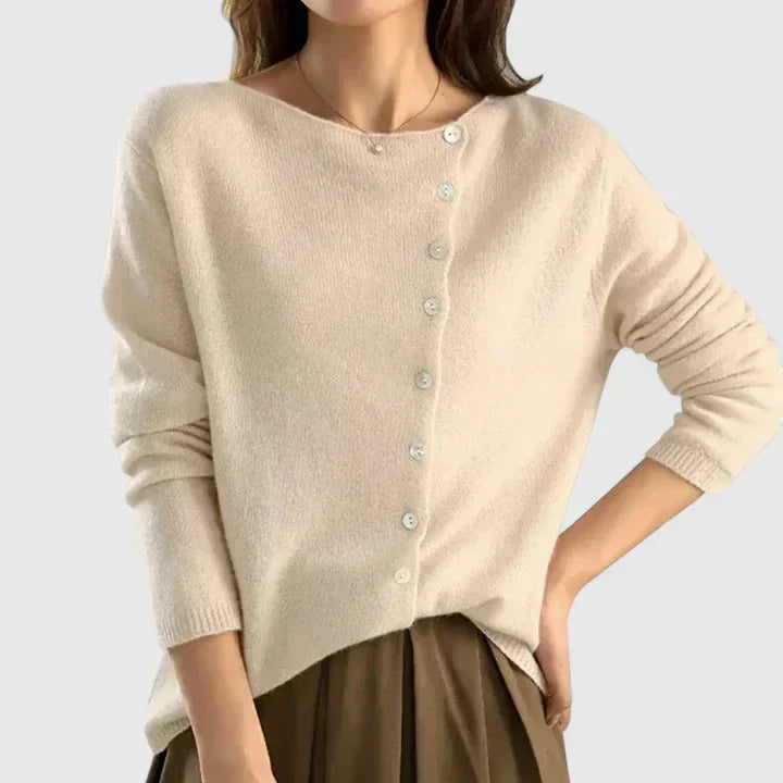 Chaqueta de Punto Mujer Favorecedora Versátil en Beige