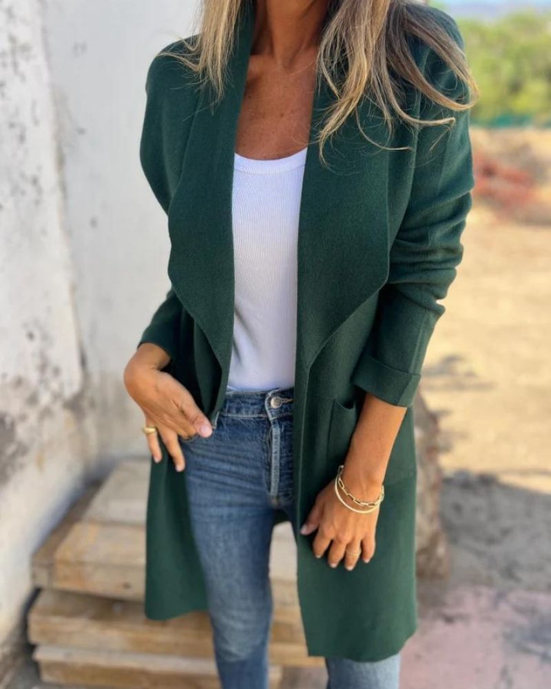 Chaqueta de punto suave elegante en Verde oscuro