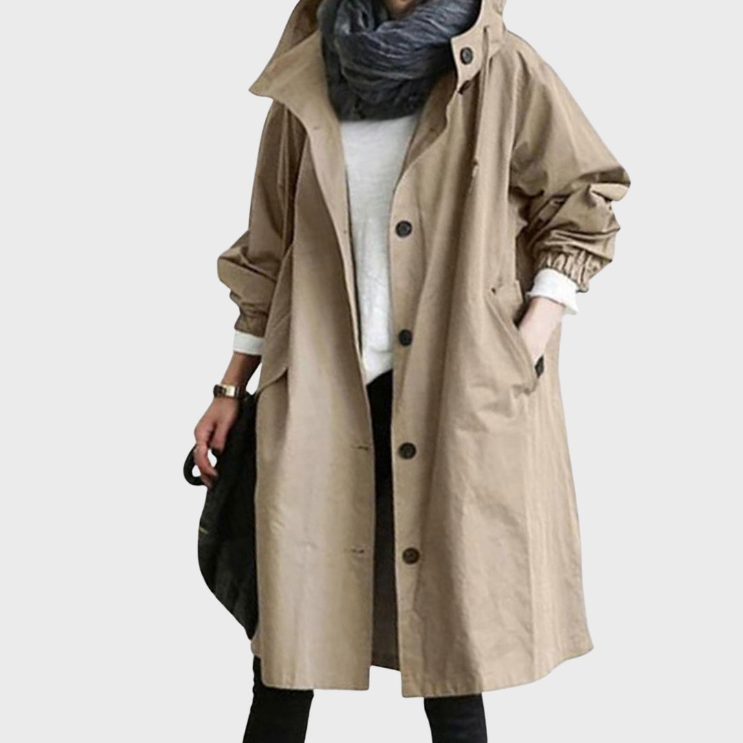 Chaqueta Impermeable Desenfadada Elegante Versátil en Caqui
