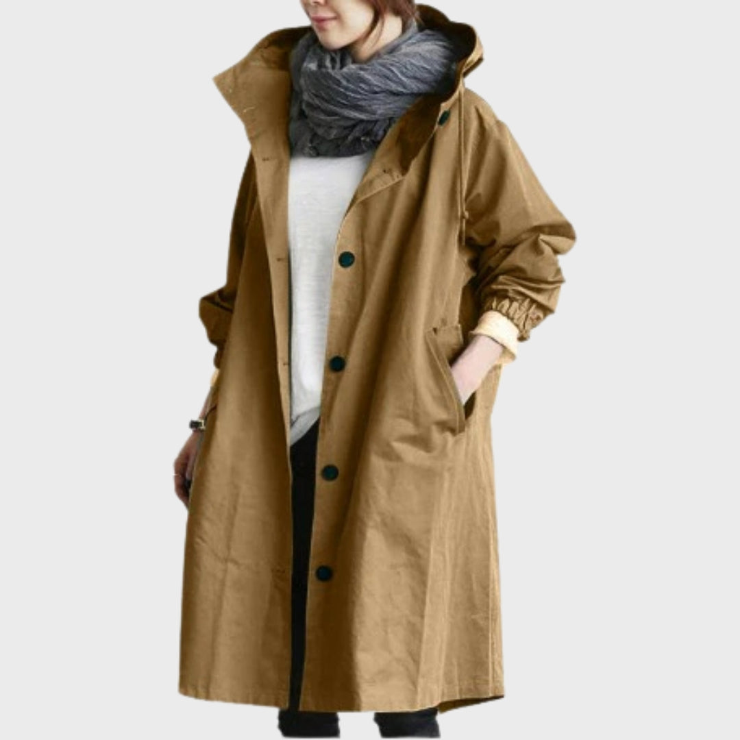Chaqueta Impermeable Desenfadada Elegante Versátil en Marrón