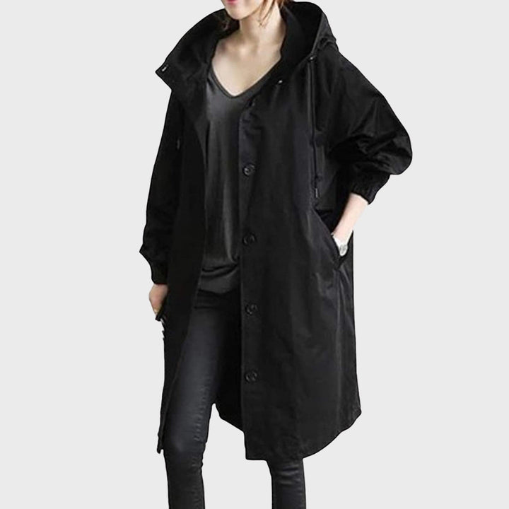 Chaqueta Impermeable Desenfadada Elegante Versátil en Negro