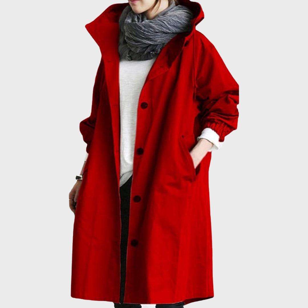 Chaqueta Impermeable Desenfadada Elegante Versátil en Rojo