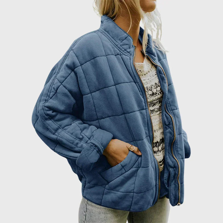 Chaqueta puffer acolchada de mujer para otoño en Azul