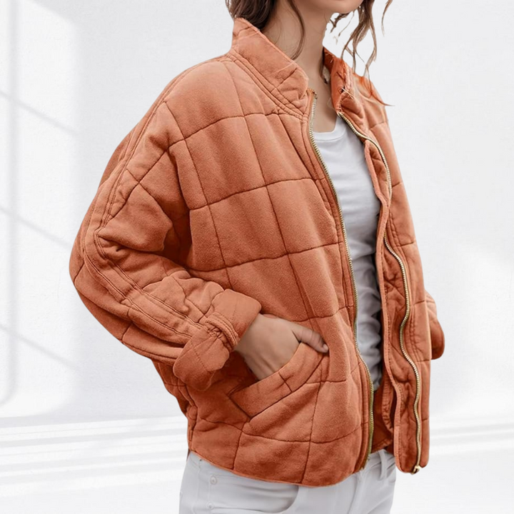 Chaqueta puffer acolchada de mujer para otoño en Peach