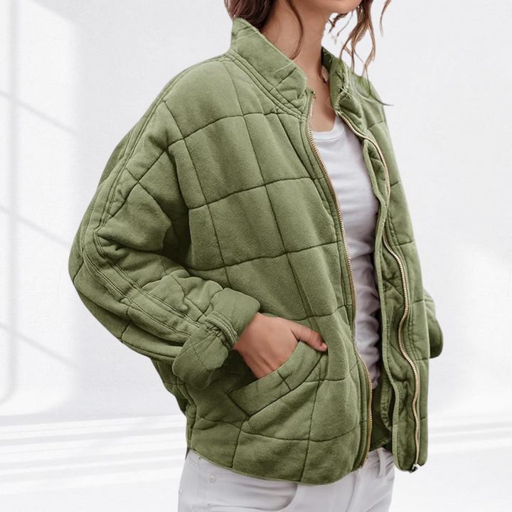 Chaqueta puffer acolchada de mujer para otoño en Verde