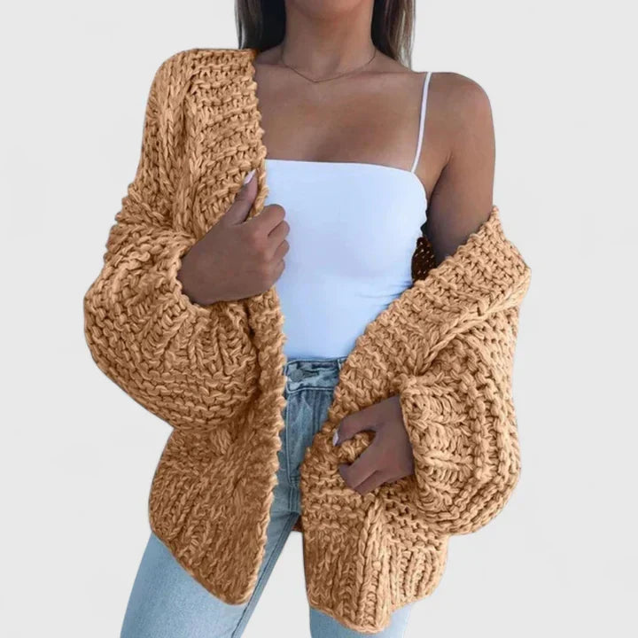 Chaqueta Punto Acogedora Elegante para Mujer en Marrón