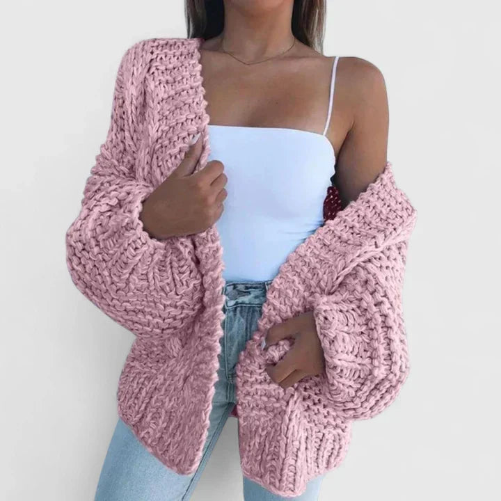 Chaqueta Punto Acogedora Elegante para Mujer en Rosa