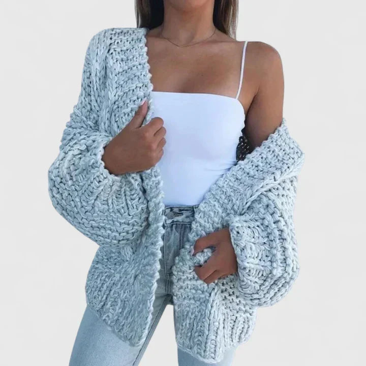Chaqueta Punto Acogedora Elegante para Mujer en Sky Blue