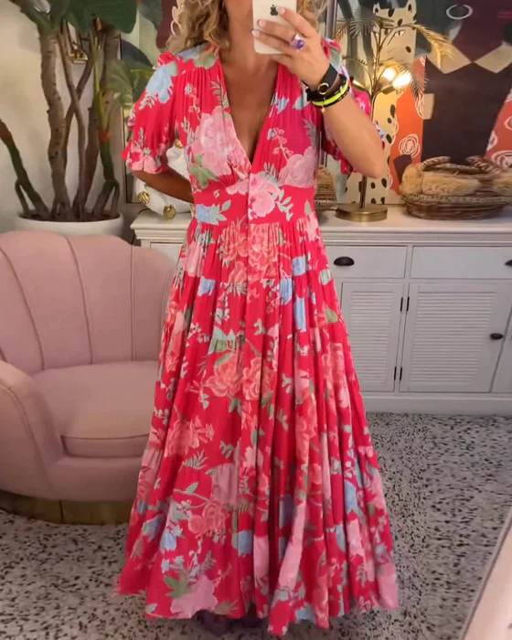 Charmantes Blumen Kleid Summer dress en Rojo