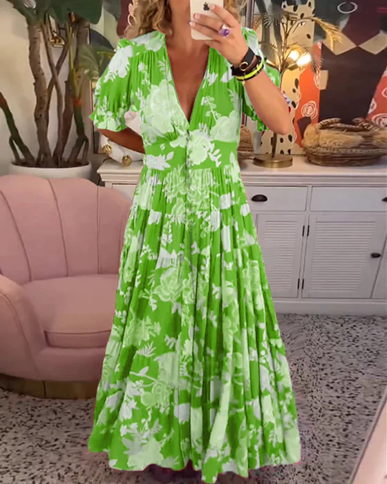 Charmantes Blumen Kleid Summer dress en Verde