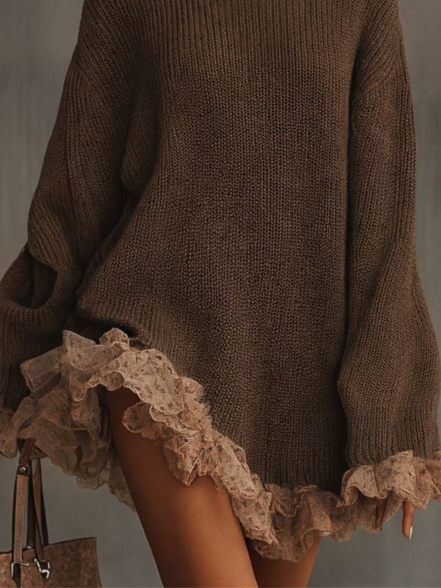 Cómodo vestido de punto con manga larga otoño (2)