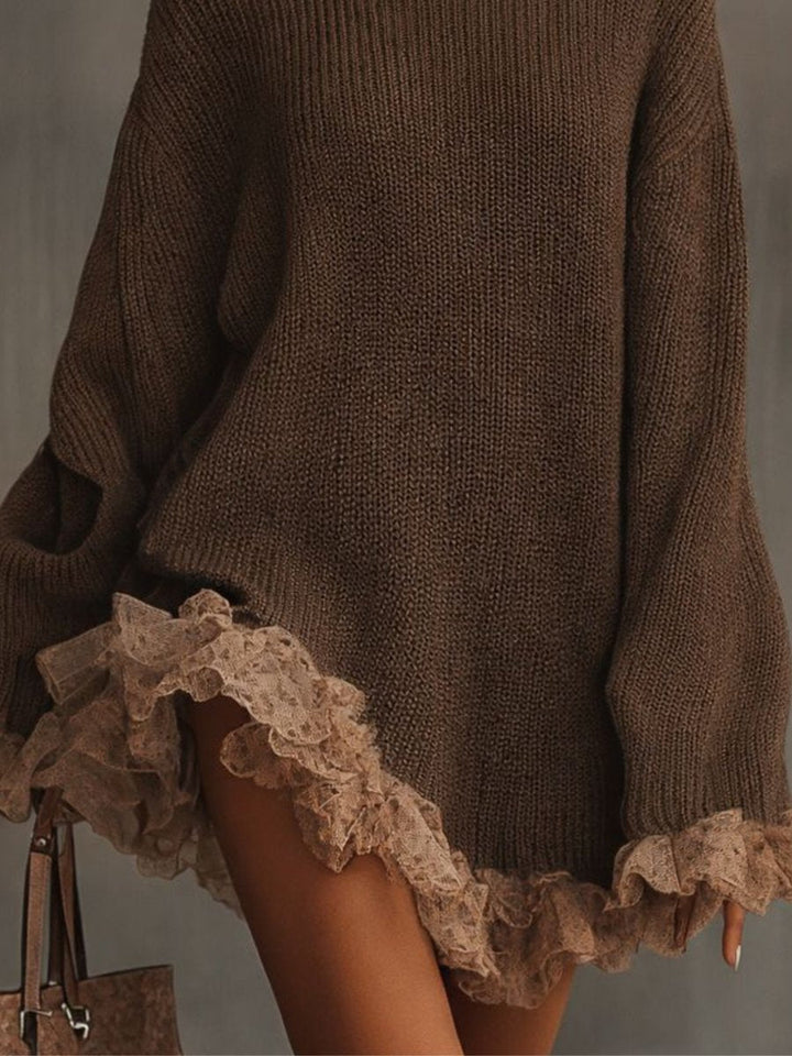 Cómodo vestido de punto con manga larga otoño (2)