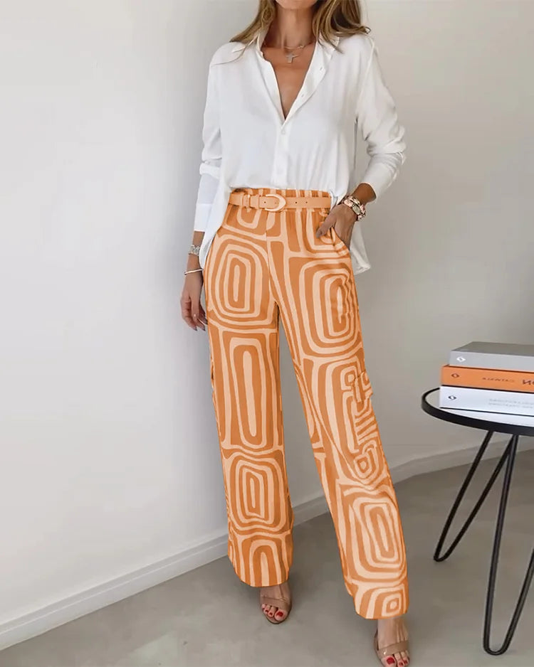 Conjuntos Elegantes de Dos Piezas para Mujer en Naranja
