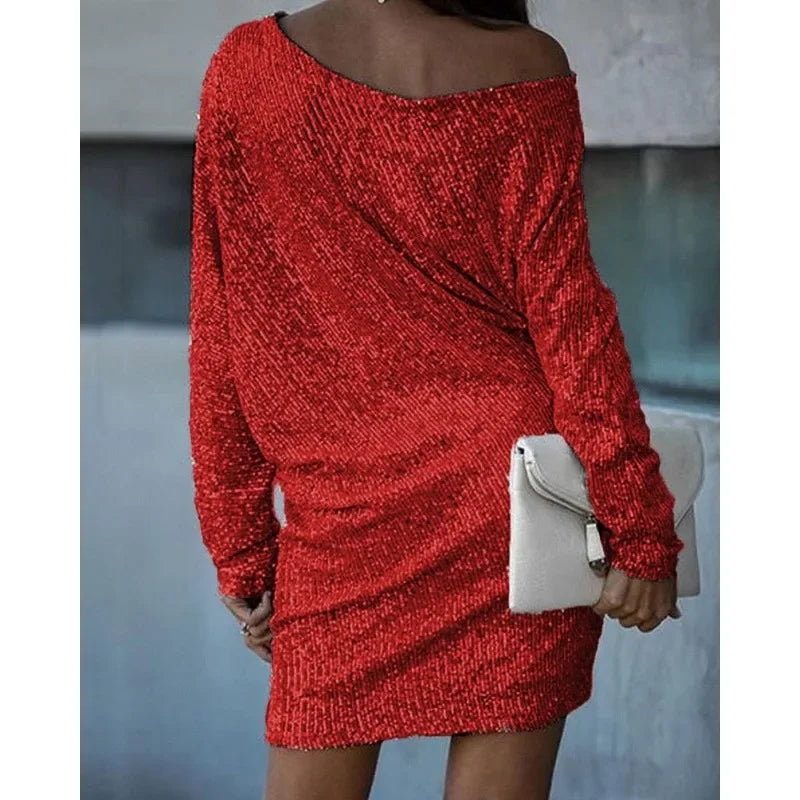Damen Abendkleid Festlich Minilänge Pailletten (2)