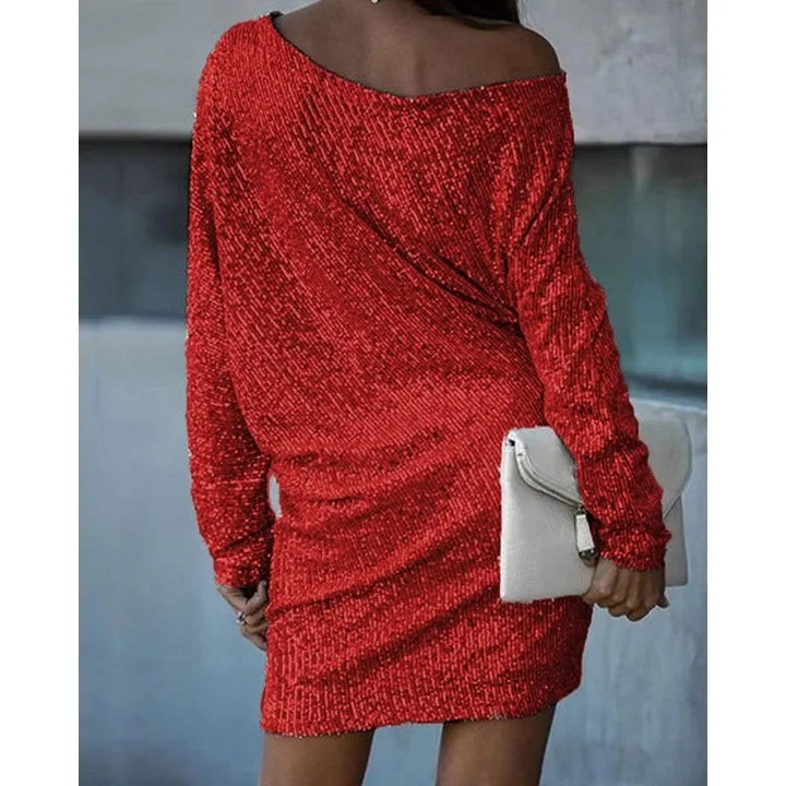 Damen Abendkleid Festlich Minilänge Pailletten (2)