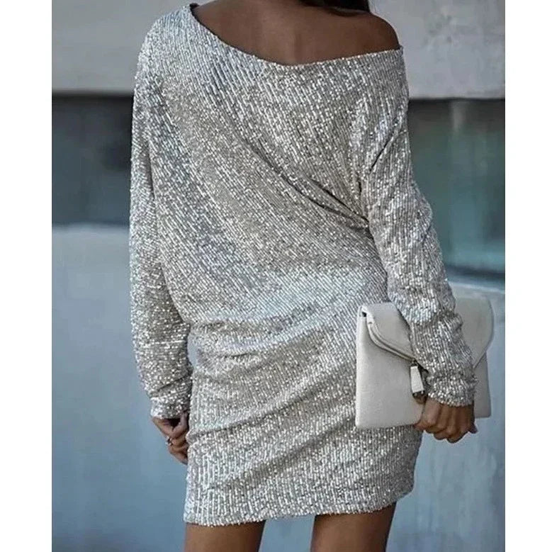 Damen Abendkleid Festlich Minilänge Pailletten (3)