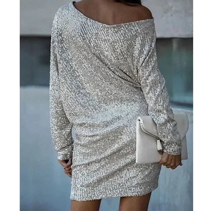 Damen Abendkleid Festlich Minilänge Pailletten (3)
