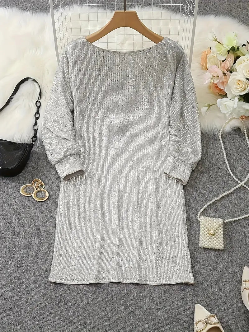 Damen Abendkleid Festlich Minilänge Pailletten (5)