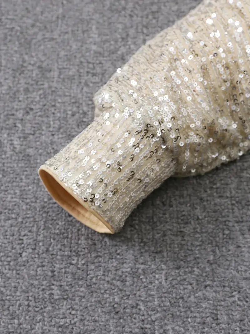 Damen Abendkleid Festlich Minilänge Pailletten (7)