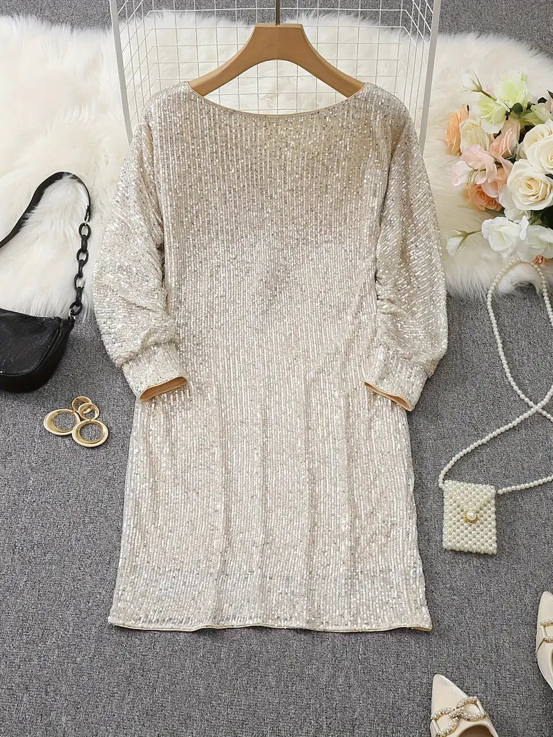 Damen Abendkleid Festlich Minilänge Pailletten (9)