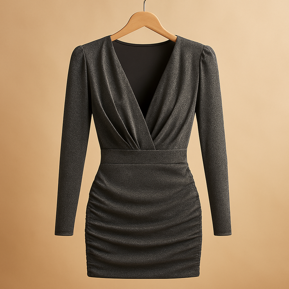 Damen Abendkleid in Minilänge mit Glitterglanz (2)