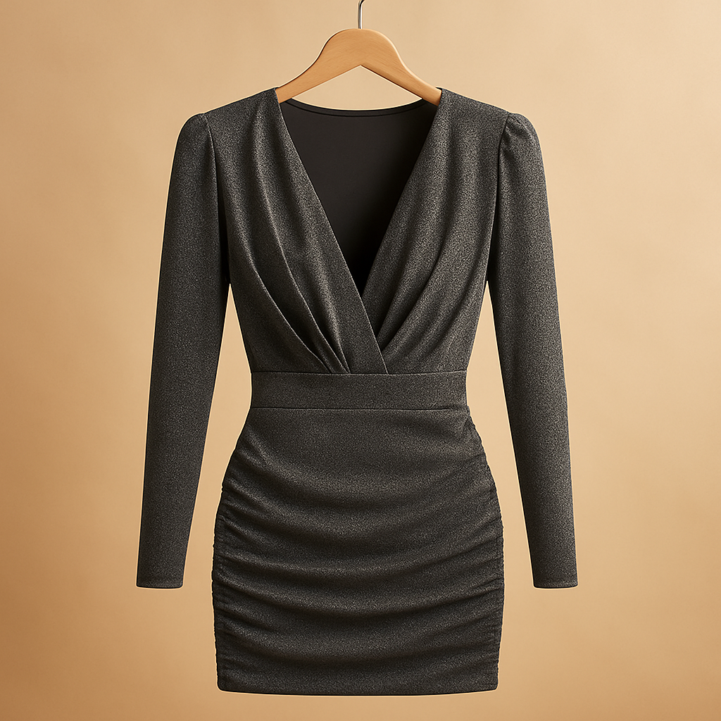 Damen Abendkleid in Minilänge mit Glitterglanz (2)