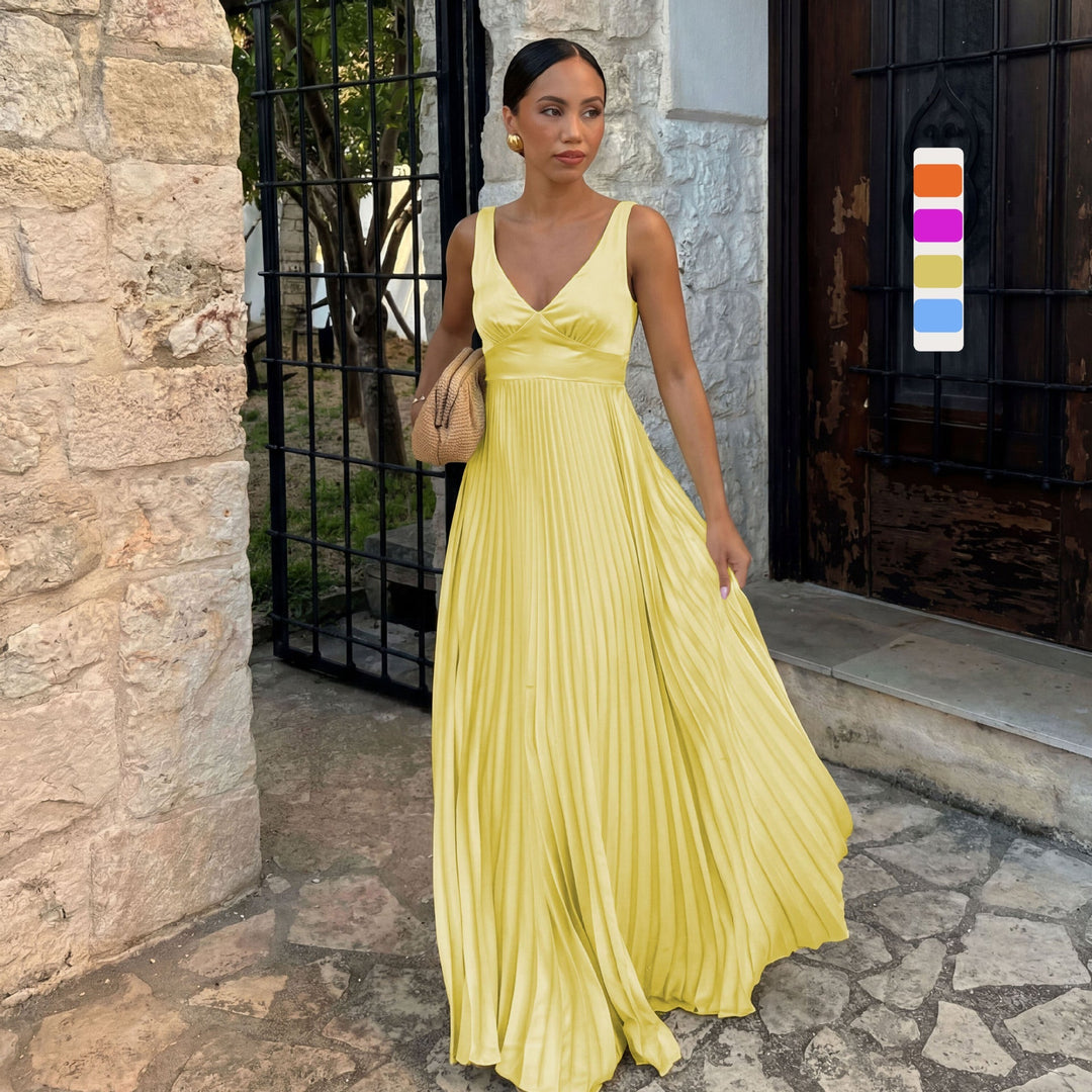 Damen Abendkleid lang mit Plissees