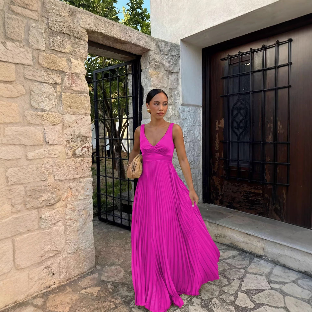 Damen Abendkleid lang mit Plissees (2)