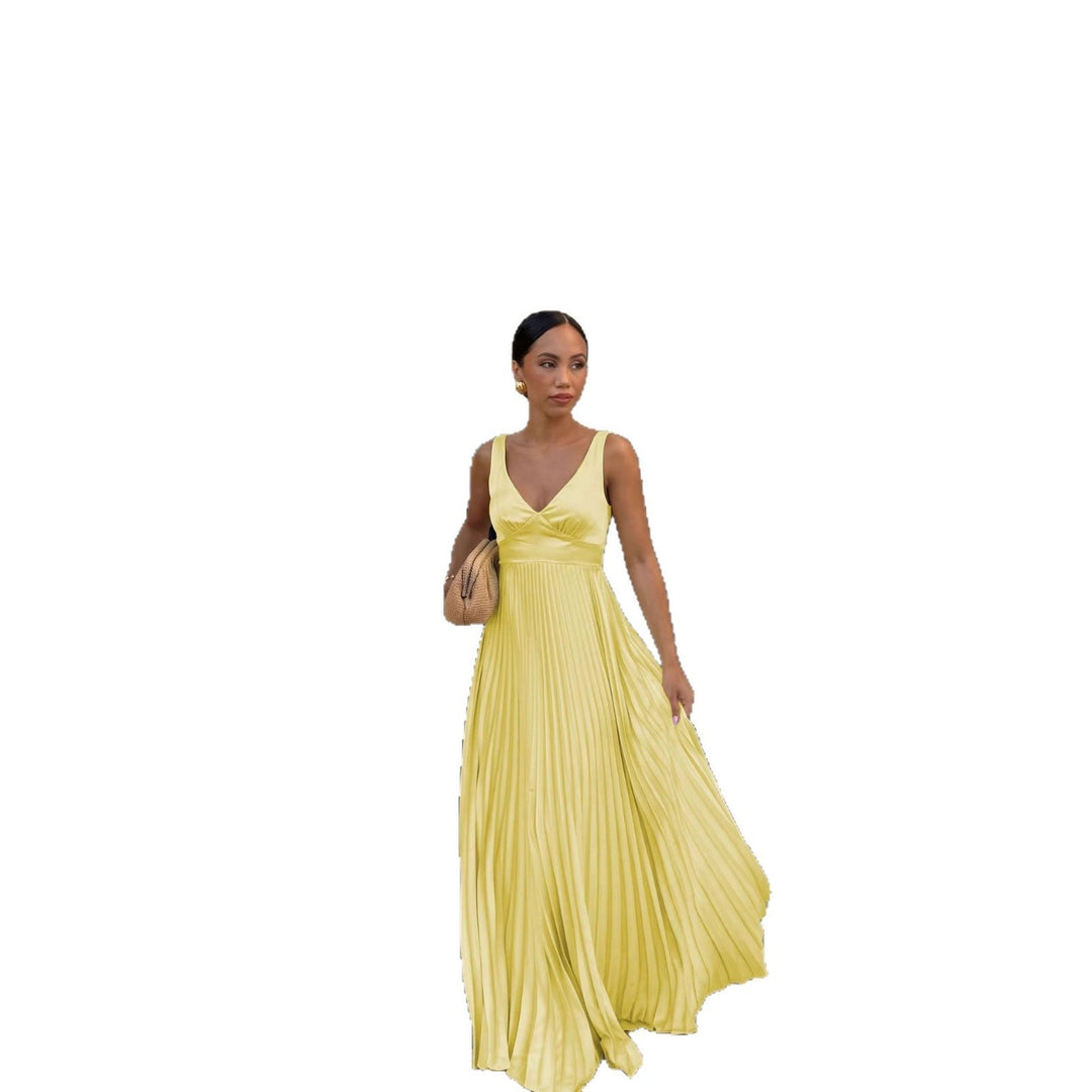 Damen Abendkleid lang mit Plissees (5)