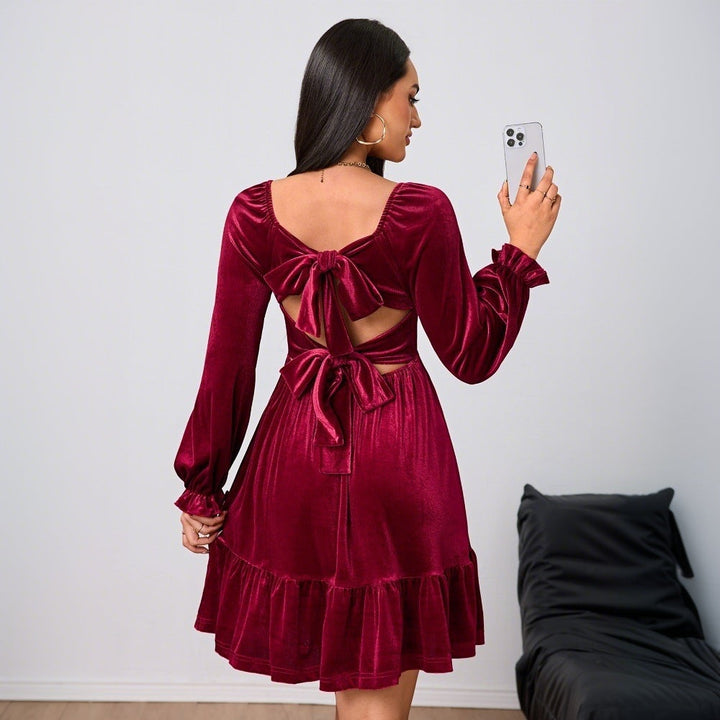 Damen Abendkleid Minilänge Samt für festliche Anlässe (4)